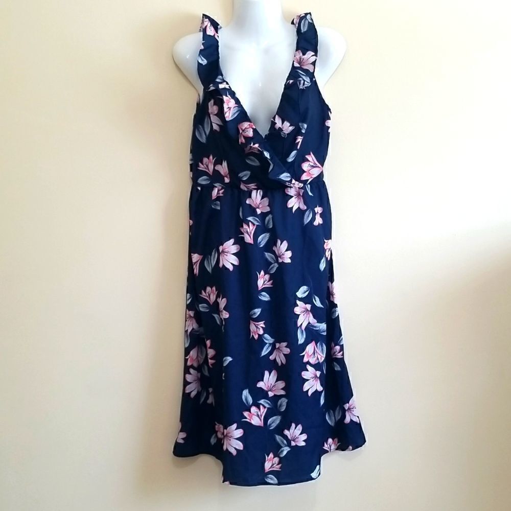 NWOT PatPat  Blue Ruffle Dress Sz Medium